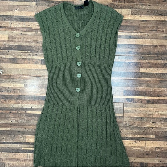 Mandee Cable Knit Bat Sleeve Duster Cardigan Green Sz L - Picture 15 of 16